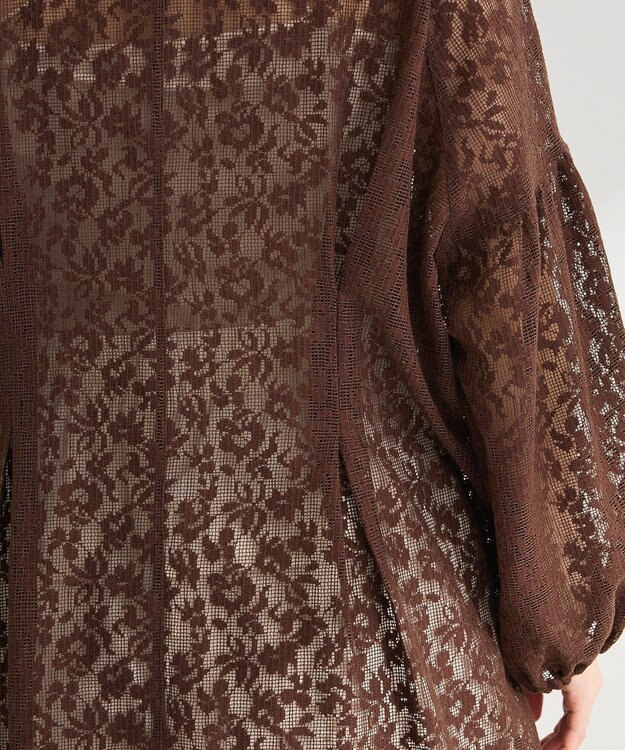 Green Parks メッシュレースタック入りプルオーバー Brown