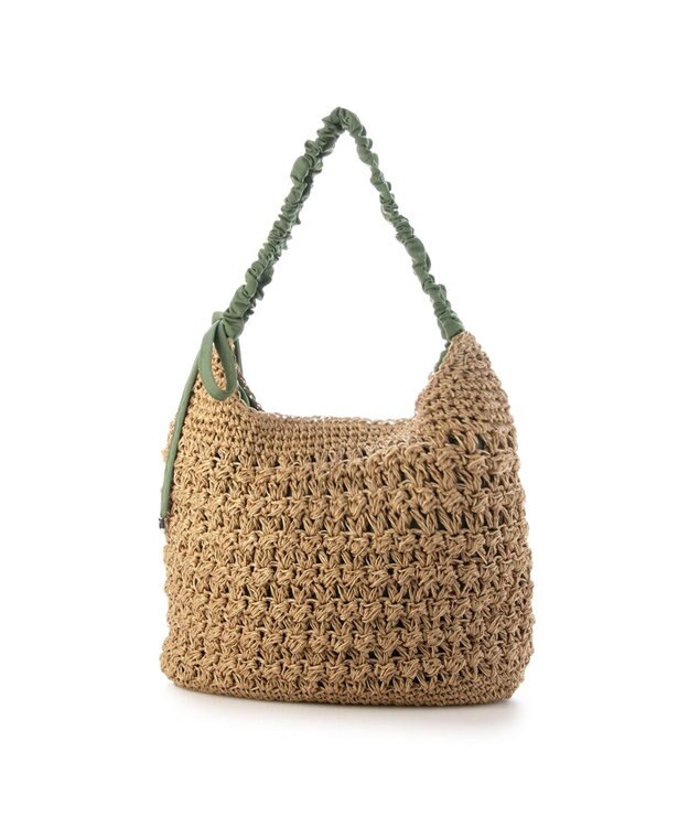 UNBILLION カシュカシュ cachecache / ドロストギャザーハンドル柄編2wayトート グリーン