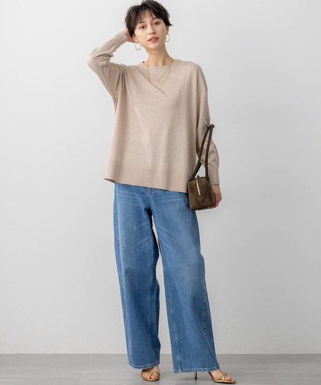 23区 L 【洗える】オータムシャイニー リラクシー ニット ベージュ系