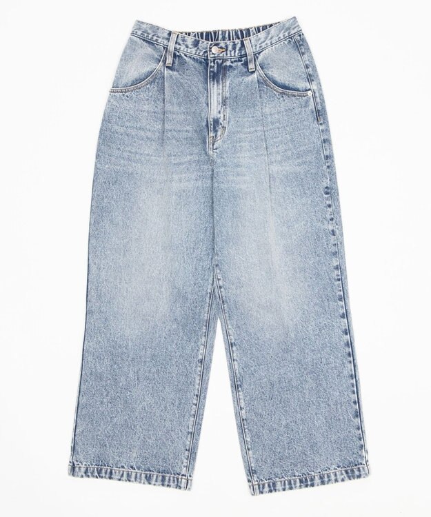 WEGO タックワイドストレートデニム デニム淡加工色