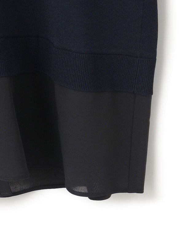 23区 L 【洗える】レーヨンポリエステルストレッチ シャツコンビ ニット ネイビー系