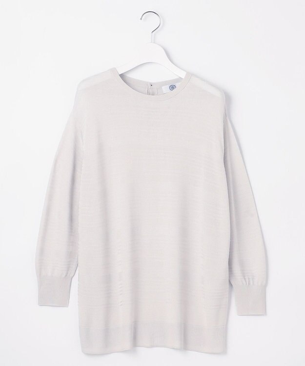 J.PRESS LADIES 【WEB限定カラーあり・洗える】SILKY RAYON STRETCH ボーダー ニット ライトグレー系