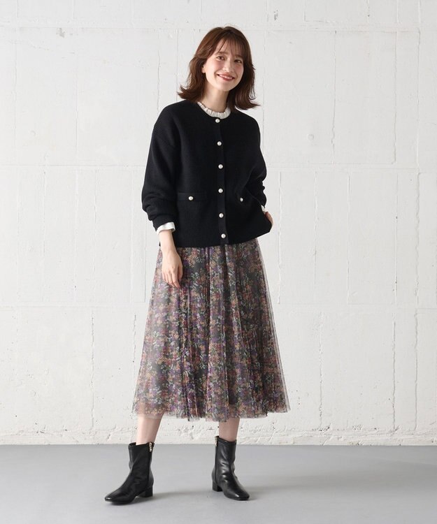 ANY 【手洗い可】パールカーディガン ブラック