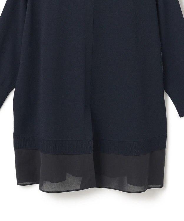 23区 L 【洗える】レーヨンポリエステルストレッチ シャツコンビ ニット ネイビー系