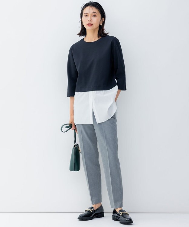 23区 【Oggi2月号掲載/新色追加】TRストレッチギャバ テーパードパンツ ライトグレー系