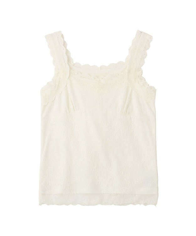 earth music&ecology 総レースホルターネックキャミソール Off White