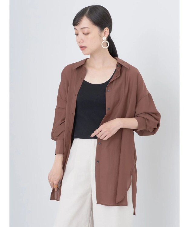 earth music&ecology シアーボーイズライクシャツ Brown