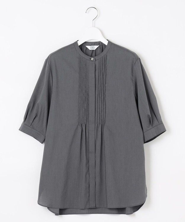 J.PRESS LADIES 【WEB限定カラーあり・洗える】ラミーポプリン バンドカラー ブラウス グレー系