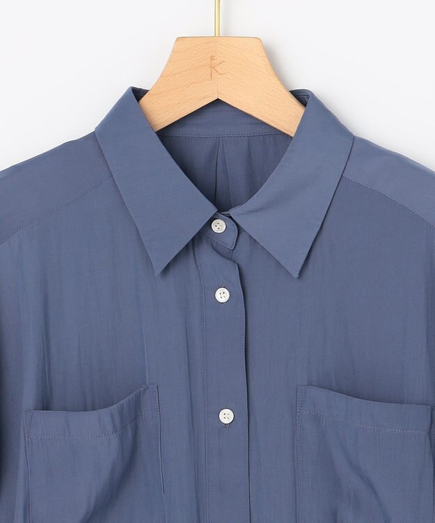 組曲 S ギャザーライトデシン ブラウス ダルブルー系