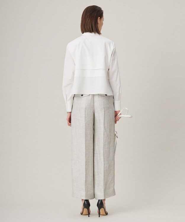 ICB 【洗える】 クリーンブロード クロップドブラウス オフホワイト系