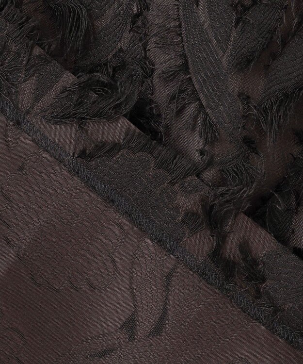 ICB 【洗える】 ヘアリーシアージャカード ブラウス ブラック系