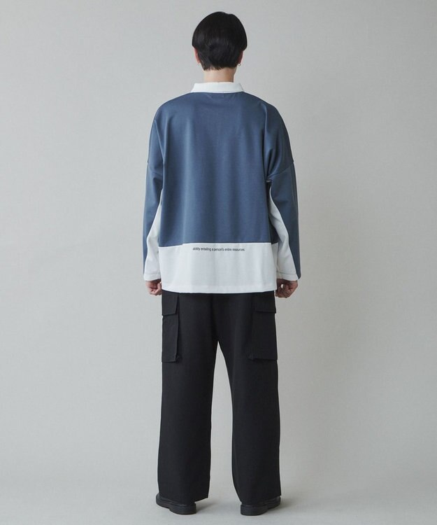 WEGO ドルマンポンチハーフジップロンT ブルー