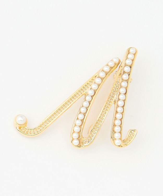 ANY パールイニシャルブローチ M