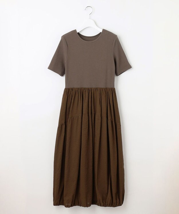 23区 【SLOW/一部店舗限定】コットンローンウェーブ バルーン ワンピース ブラウン系