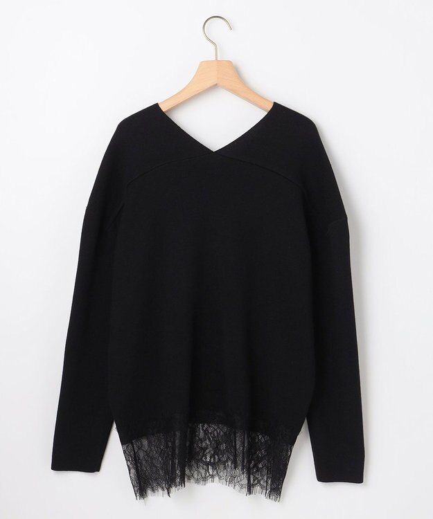 組曲 S レースモチーフニットプルオーバー ブラック系