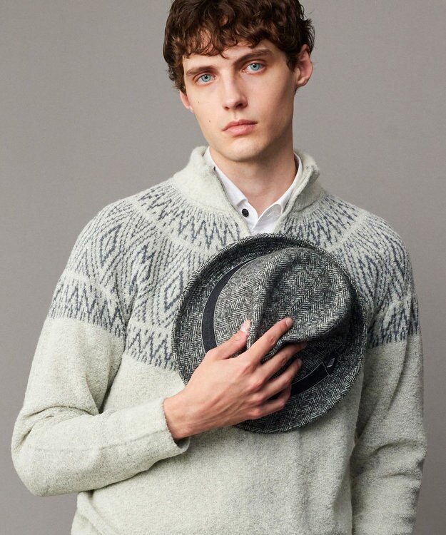 JOSEPH ABBOUD 【サイズ調整可】アルパカリングヘリンボーン ハット ライトグレー系7