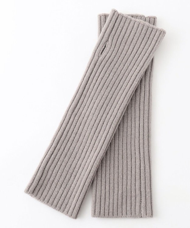 自由区 【洗える】ウールブレンドバルキー アームウォーマー ライトグレー系