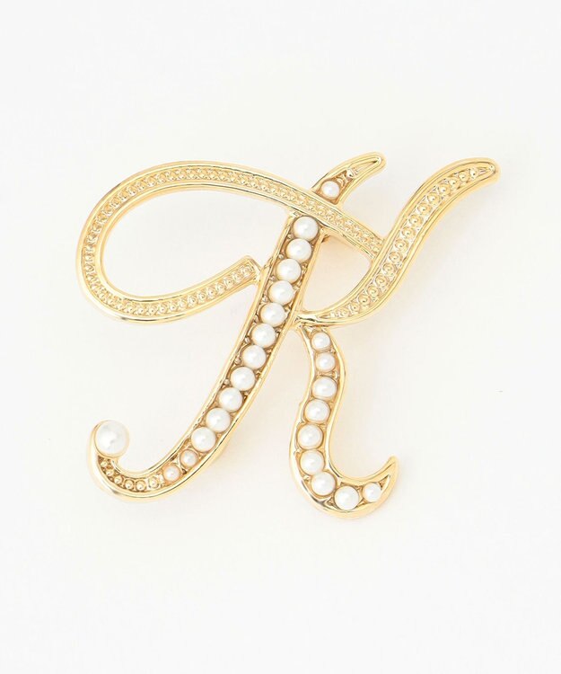 ANY パールイニシャルブローチ K