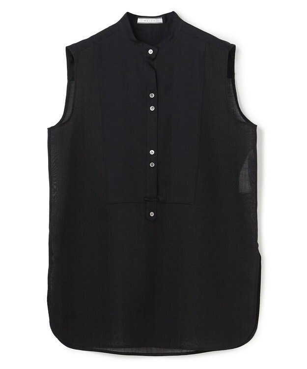 BEIGE， GOSHE / サテン切替 シアースタンドブラウス Black