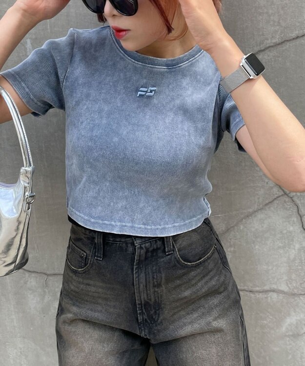 WEGO ヴィンテージウォッシュリブT ブルー