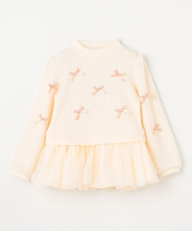 ANY KIDS ふくれジャガードリボンチュニック エクリュ