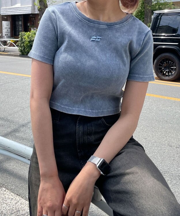 WEGO ヴィンテージウォッシュリブT ブルー