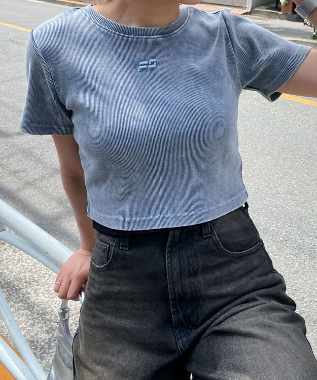 WEGO ヴィンテージウォッシュリブT ブルー