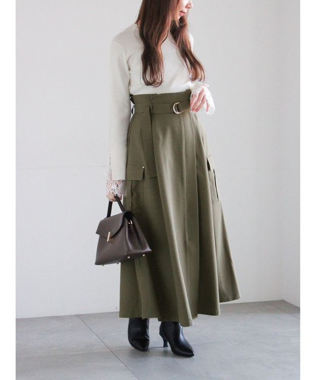 Te chichi カーゴフレアスカート カーキ
