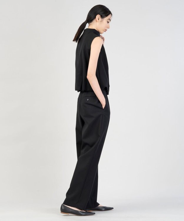 23区 【エステータ】コットンダブルクロス テーパード ワイドパンツ ブラック系