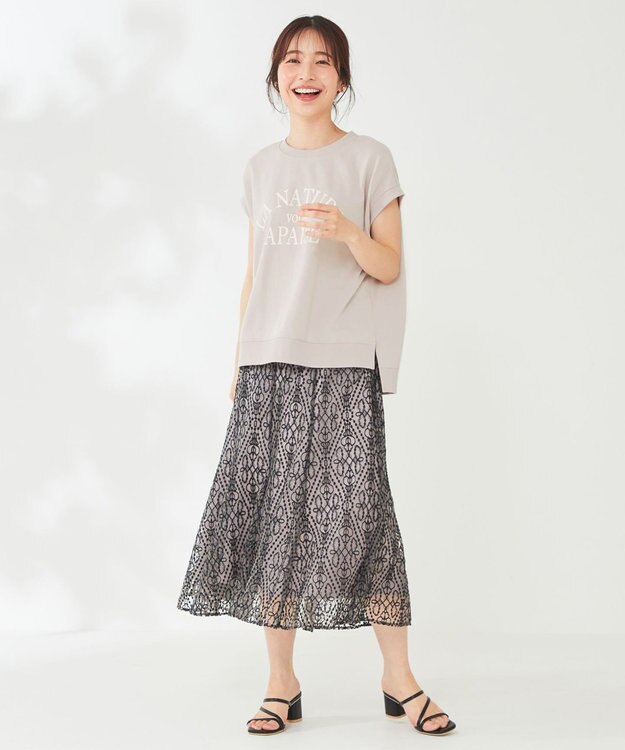 ANY SIS フレンチスリーブロゴ スウェット ローズグレー