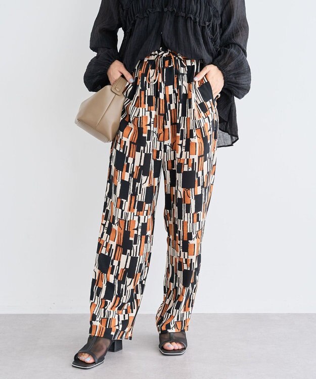 Green Parks 柄イージーパンツⅤ（テーパード） Brown