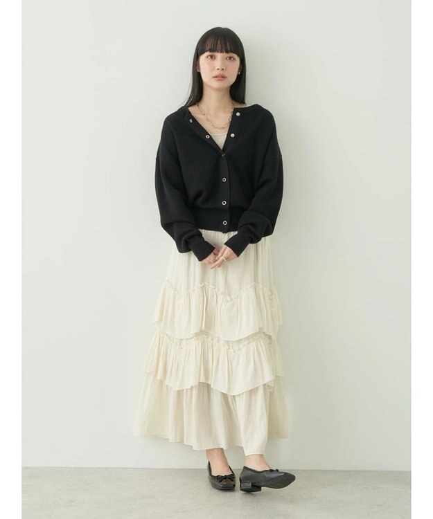 earth music&ecology ランダムティアードボリュームスカート Cream
