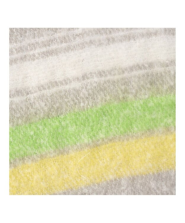 MOONBAT estaa ボリュームマフラー マルチボーダー／手洗い可 ライトグレー