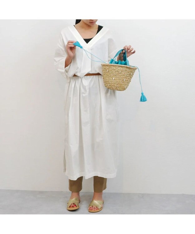 UNBILLION kakatoo ビジュー付きカゴバッグ ブルー