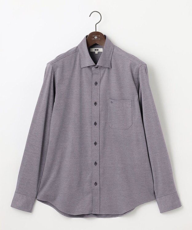 JOSEPH ABBOUD 【ジャージーシャツで快適な着心地】コンパクトジャージー バーズアイ シャツ パープル系