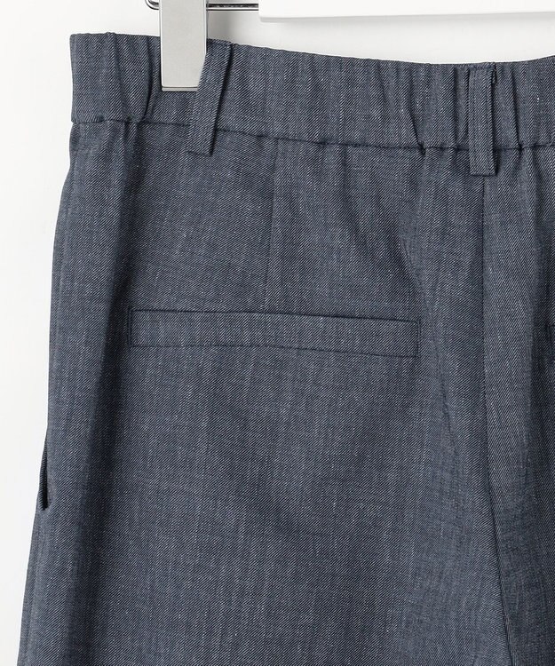 自由区 L 【セットアップ対応】ソフトリネンダンガリーワイド パンツ ネイビー