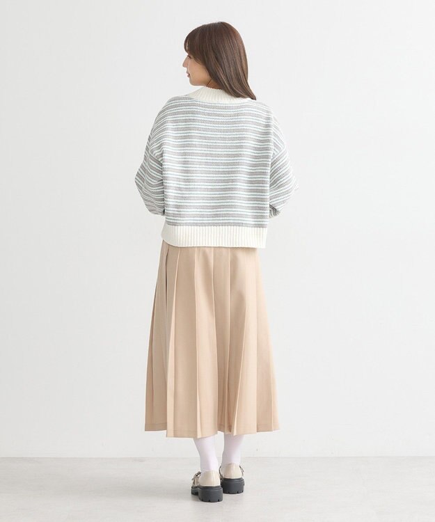 earth music&ecology マルチボーダーベロアモールプルオーバー Ivory