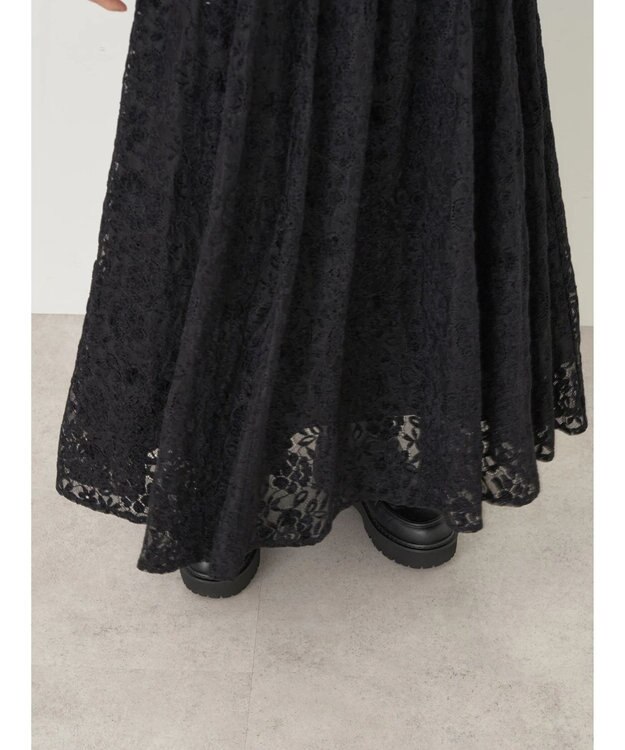 earth music&ecology 起毛レースフレアスカート Black