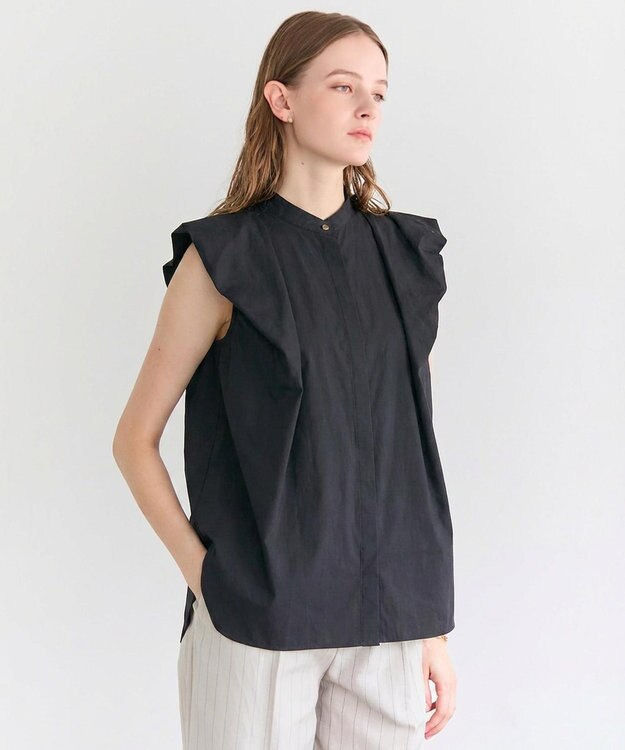 BEIGE， MALLOW / コットンタック バルーンスリーブブラウス Black