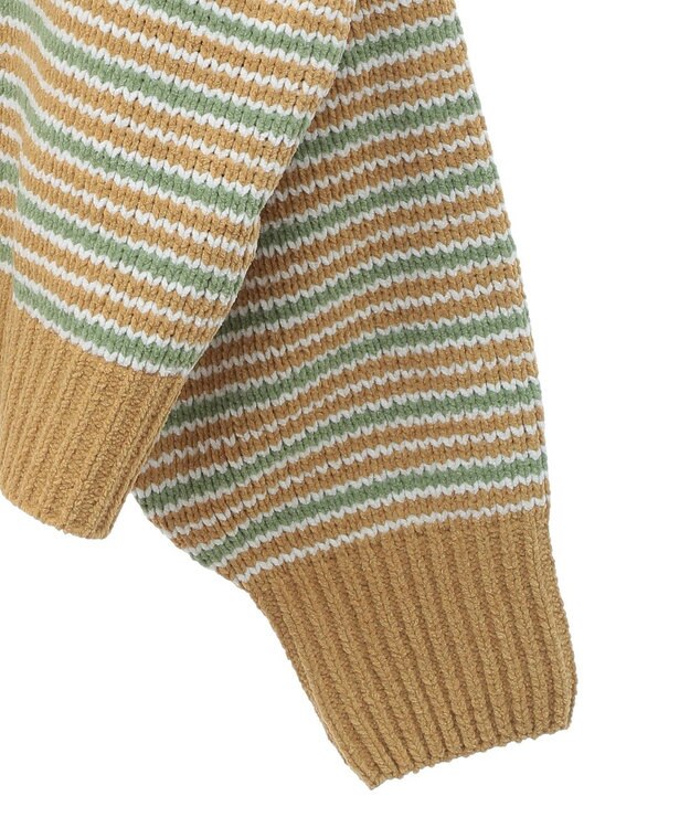 earth music&ecology マルチボーダーベロアモールプルオーバー Yellow