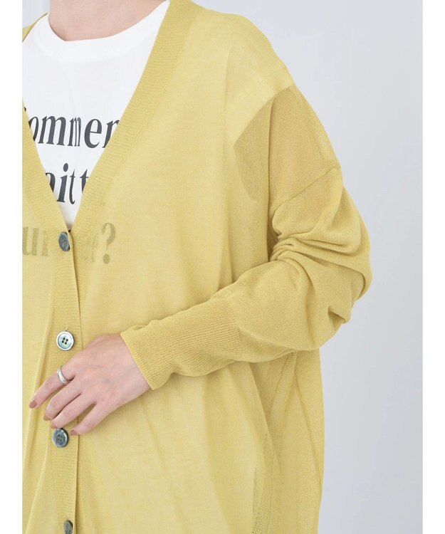 earth music&ecology 接触冷感シアーＢＩＧカーディガン Yellow