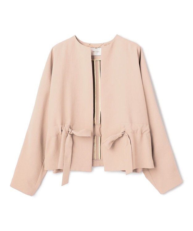 BEIGE， PORDIC / ドロスト付きノーカラージャケット Nude