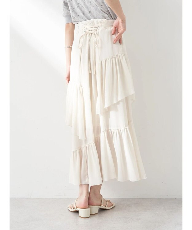 earth music&ecology シアー楊柳アシメティアードスカート Off White