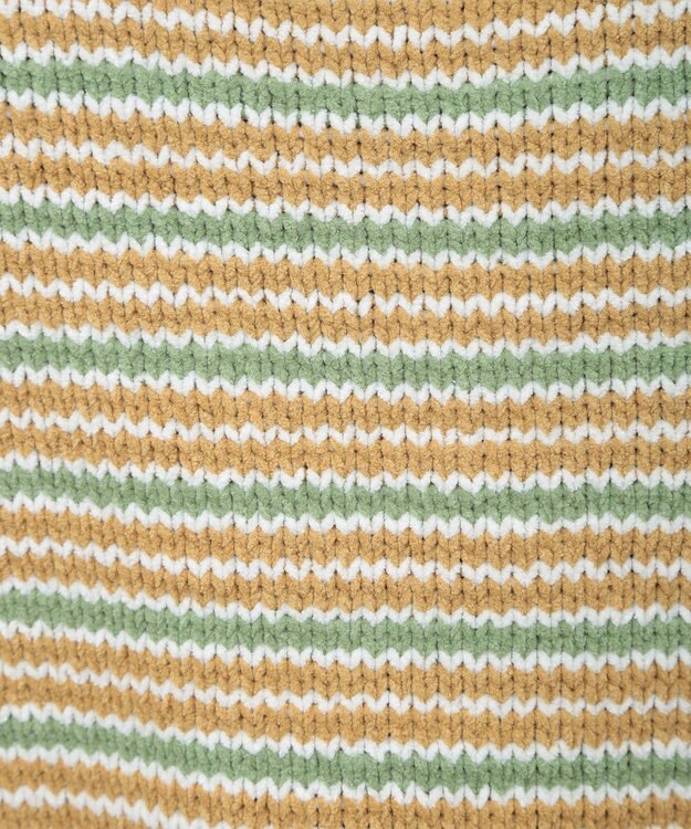 earth music&ecology マルチボーダーベロアモールプルオーバー Yellow