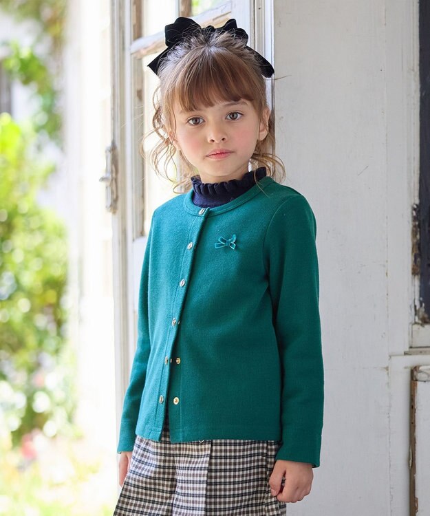 ANY KIDS 音符ボタンカーディガン グリーン