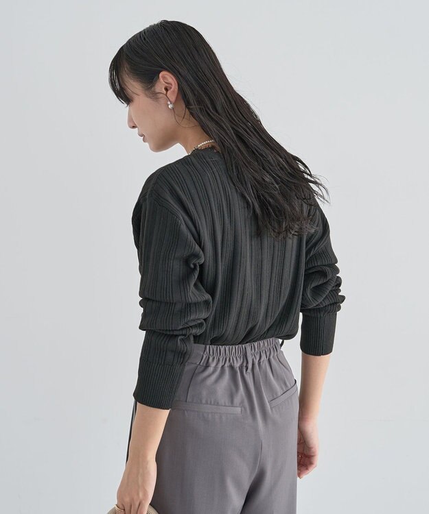 Green Parks レースドッキングニットカーディガン Black