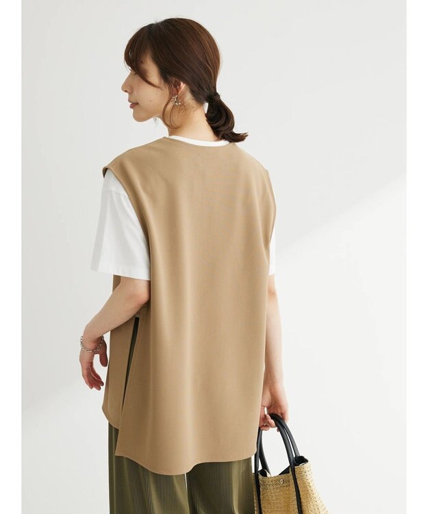 Green Parks キーネックカットベスト Beige