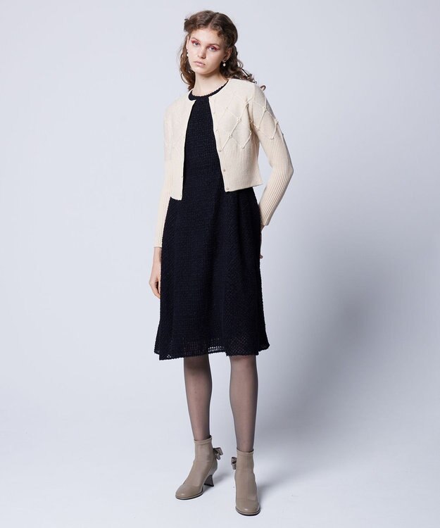 TOCCA 【洗える】PEARL BOUQUET KNIT カーディガン ミルクティー系