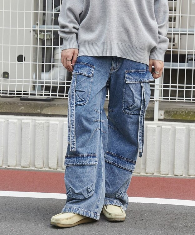 WEGO マルチポケットデニムパンツ デニム中濃加工色