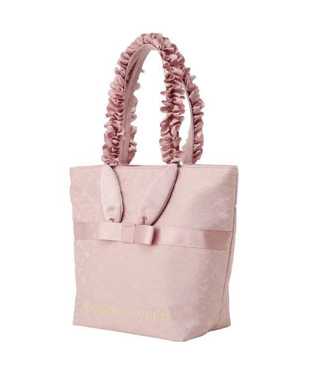 Maison de FLEUR イースターラビットフリルハンドルトートバッグ Light Pink